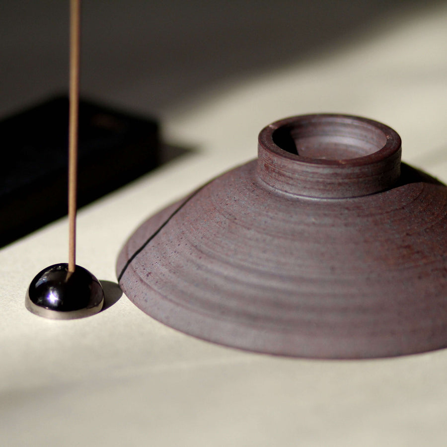 Beautiful Purple Terracotta Incense Bowl Holder. Zen. Artisan Made