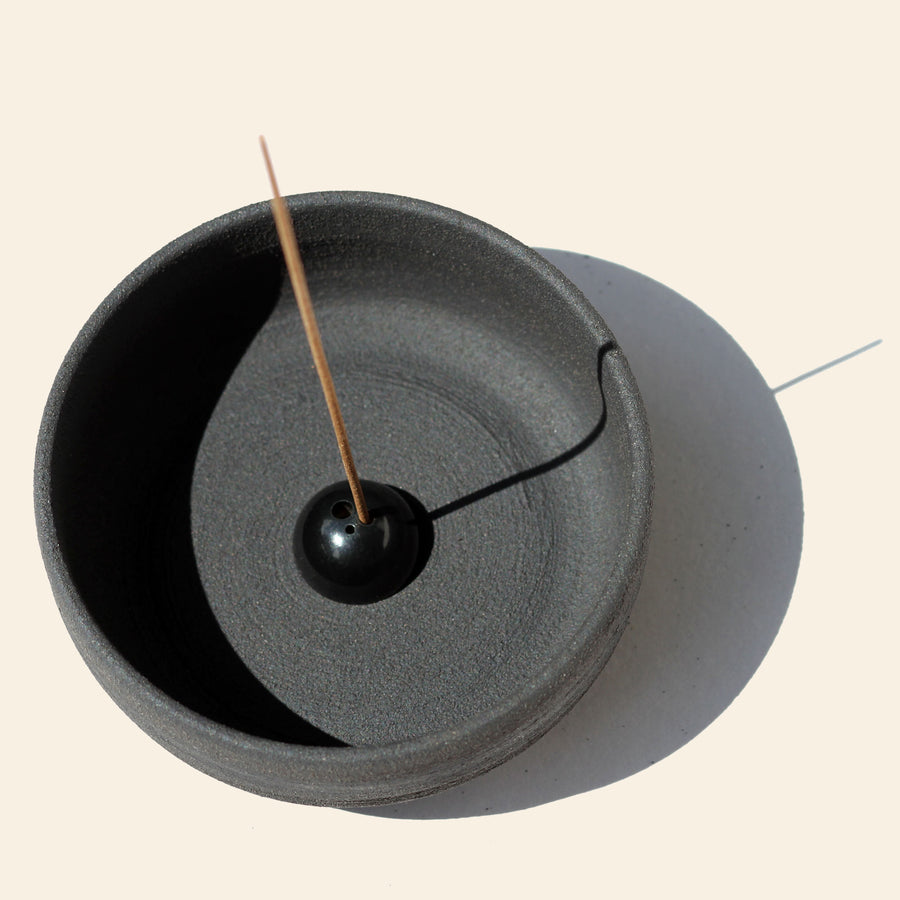 RAW Black Stoneware Incense Bowl & Dome Holder