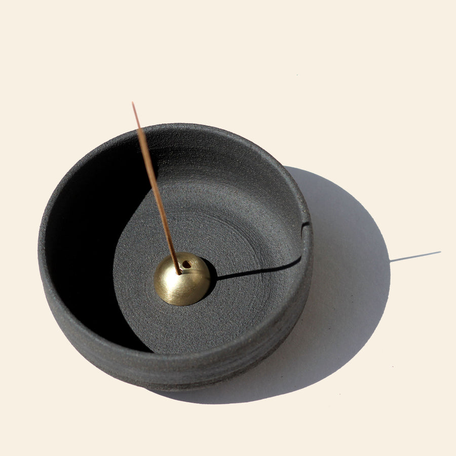 RAW Black Stoneware Incense Bowl & Dome Holder