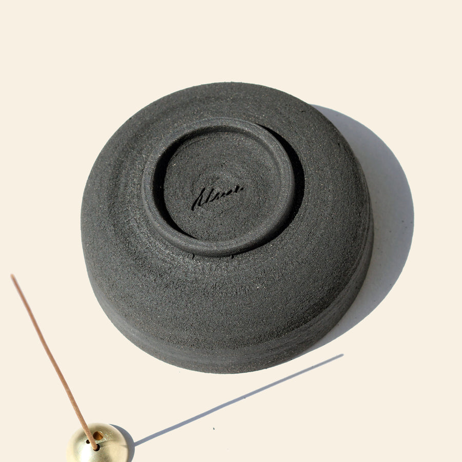 RAW Black Stoneware Incense Bowl & Dome Holder