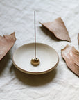WHITE INCENSE DISH -  white onyx glazed, Red Stoneware