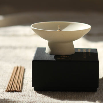 SHIBUI Incense Holder ~ Porcelain ~ White Mountain Jade Ume Collection